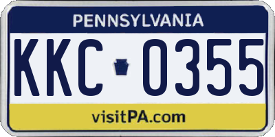 PA license plate KKC0355