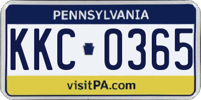 PA license plate KKC0365