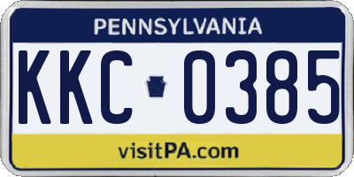 PA license plate KKC0385