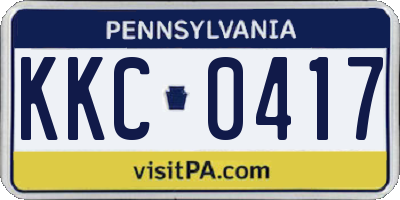 PA license plate KKC0417