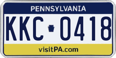 PA license plate KKC0418