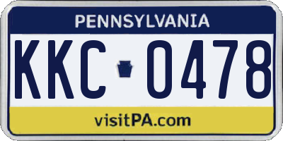 PA license plate KKC0478