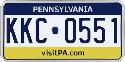 PA license plate KKC0551