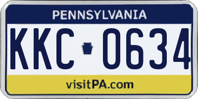 PA license plate KKC0634