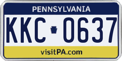 PA license plate KKC0637