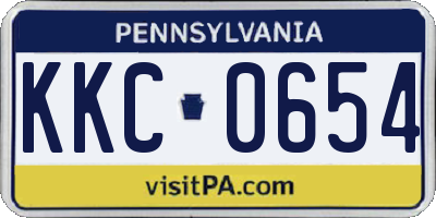 PA license plate KKC0654