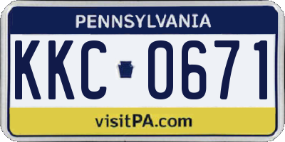 PA license plate KKC0671