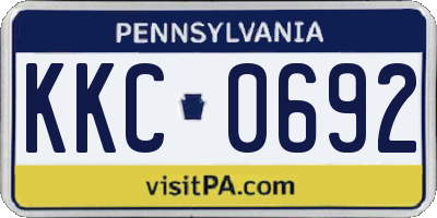 PA license plate KKC0692