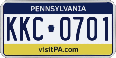 PA license plate KKC0701
