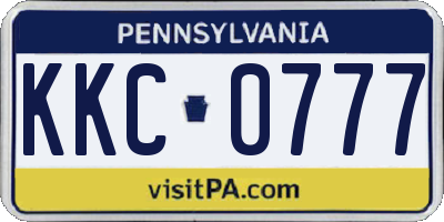 PA license plate KKC0777