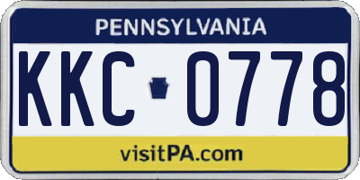 PA license plate KKC0778