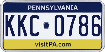 PA license plate KKC0786