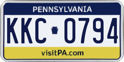 PA license plate KKC0794