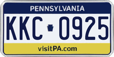 PA license plate KKC0925