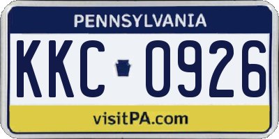 PA license plate KKC0926