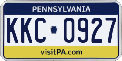 PA license plate KKC0927