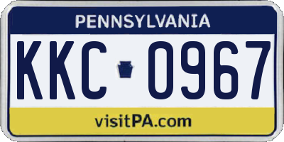 PA license plate KKC0967