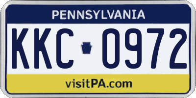PA license plate KKC0972