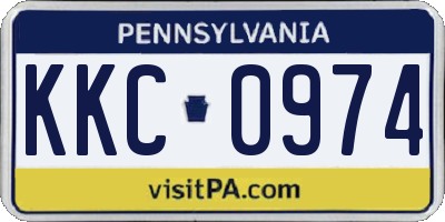 PA license plate KKC0974