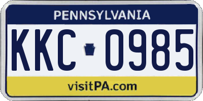 PA license plate KKC0985