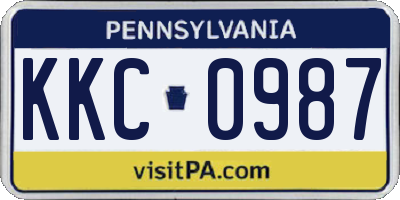 PA license plate KKC0987