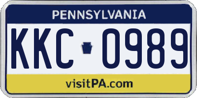 PA license plate KKC0989