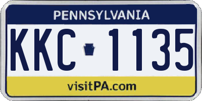 PA license plate KKC1135