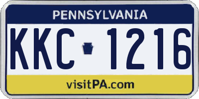 PA license plate KKC1216