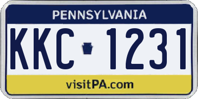 PA license plate KKC1231