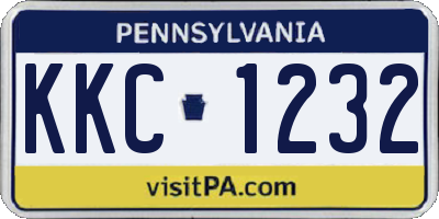 PA license plate KKC1232