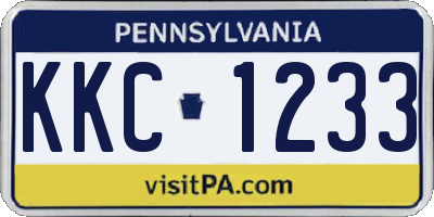 PA license plate KKC1233
