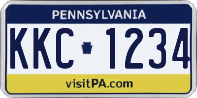 PA license plate KKC1234
