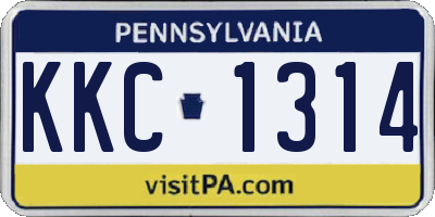 PA license plate KKC1314