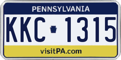 PA license plate KKC1315