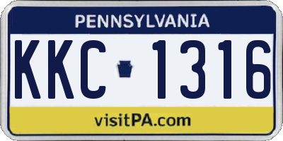 PA license plate KKC1316