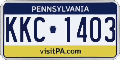 PA license plate KKC1403