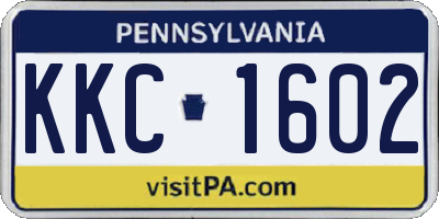 PA license plate KKC1602