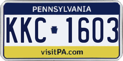 PA license plate KKC1603