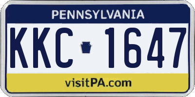 PA license plate KKC1647