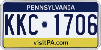 PA license plate KKC1706