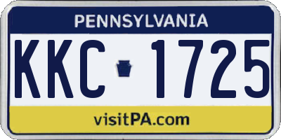 PA license plate KKC1725