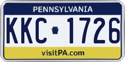 PA license plate KKC1726
