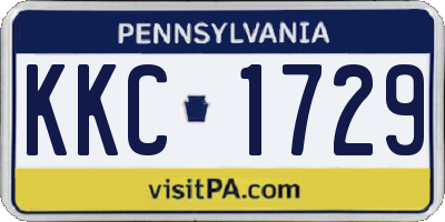 PA license plate KKC1729