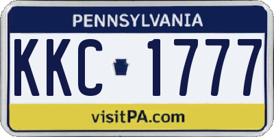 PA license plate KKC1777