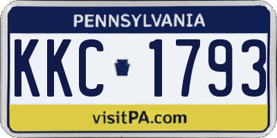 PA license plate KKC1793