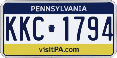 PA license plate KKC1794