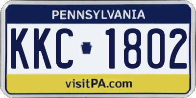 PA license plate KKC1802