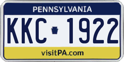 PA license plate KKC1922