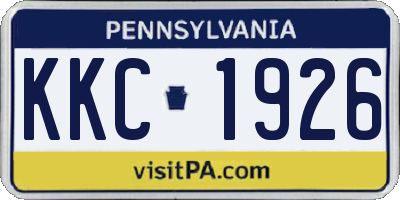 PA license plate KKC1926