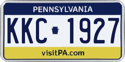PA license plate KKC1927
